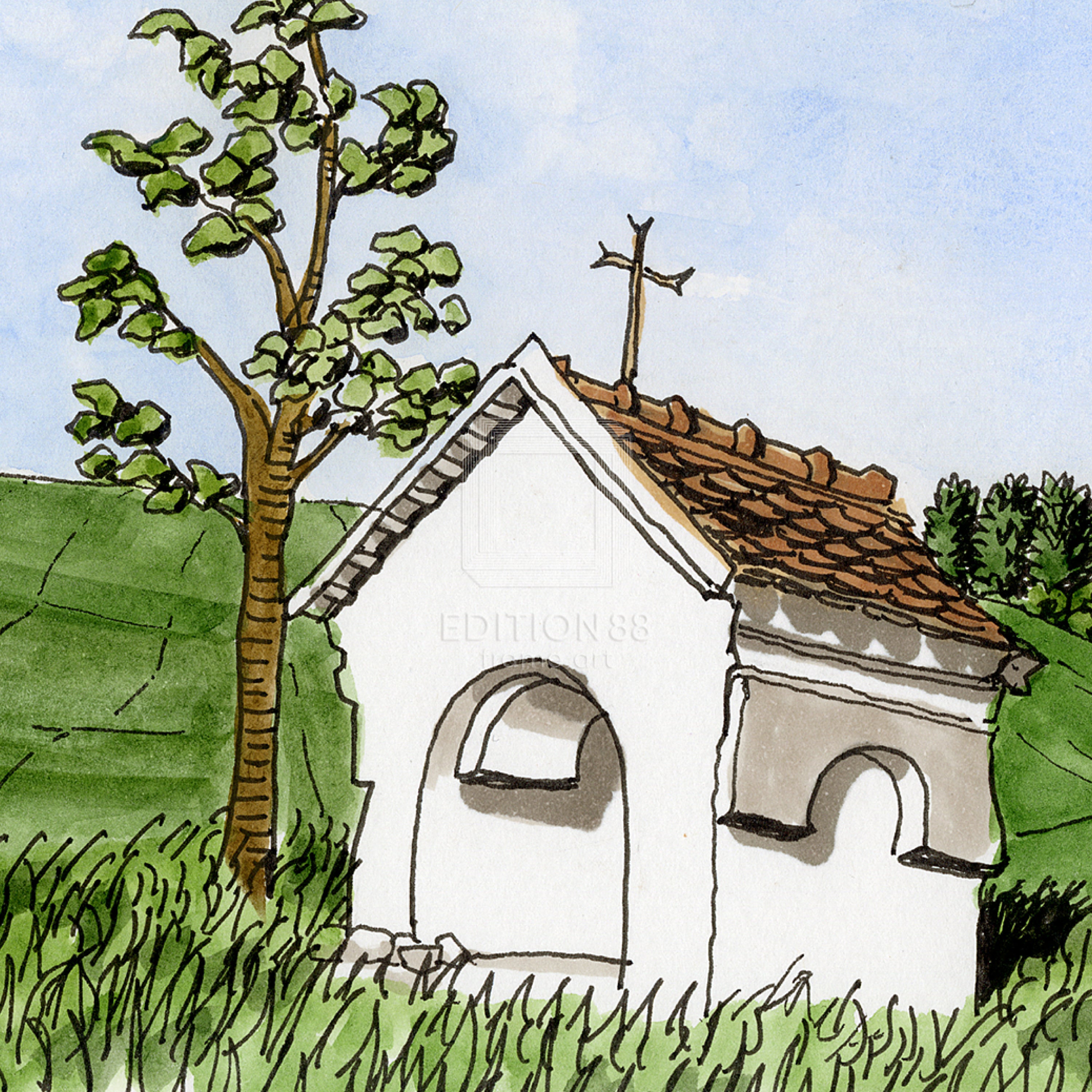 猫のダヤン 88グラフ「モラヴィアの空に収穫を祈って」/池田あきこ（直筆サイン入り/限定200枚）