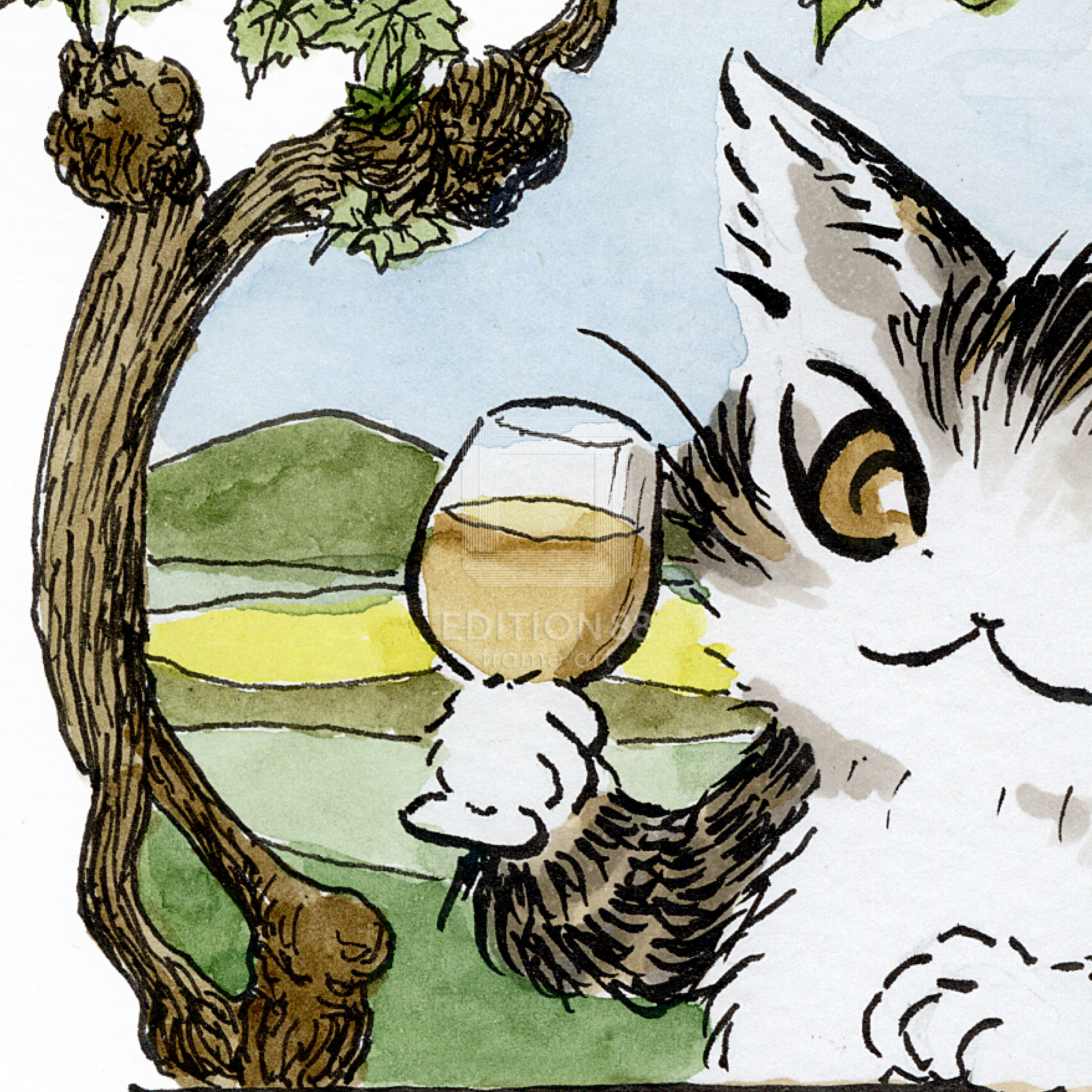 猫のダヤン 88グラフ「小さなワインの村」/池田あきこ（直筆サイン入り