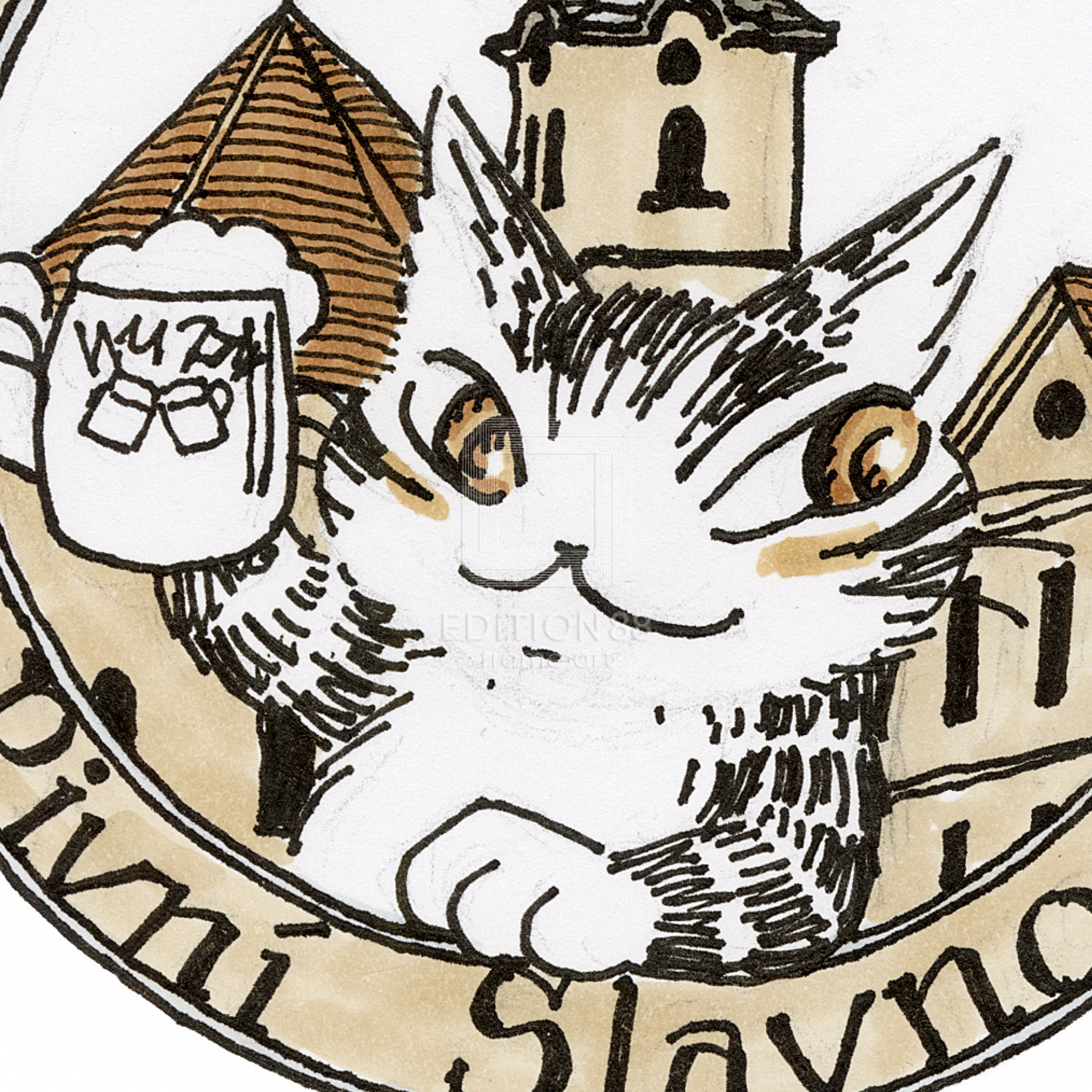 猫のダヤン 88グラフ「修道院のビール祭り」/池田あきこ（直筆サイン入り/限定200枚）